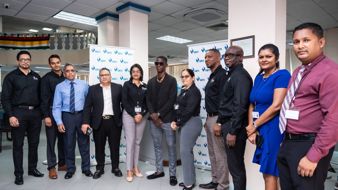 GBTI Shemar Joseph 164 Some of GBTI Leadership team members welcome Shamar Joseph and members of the Guyana Cricket Board to the Water Street branch